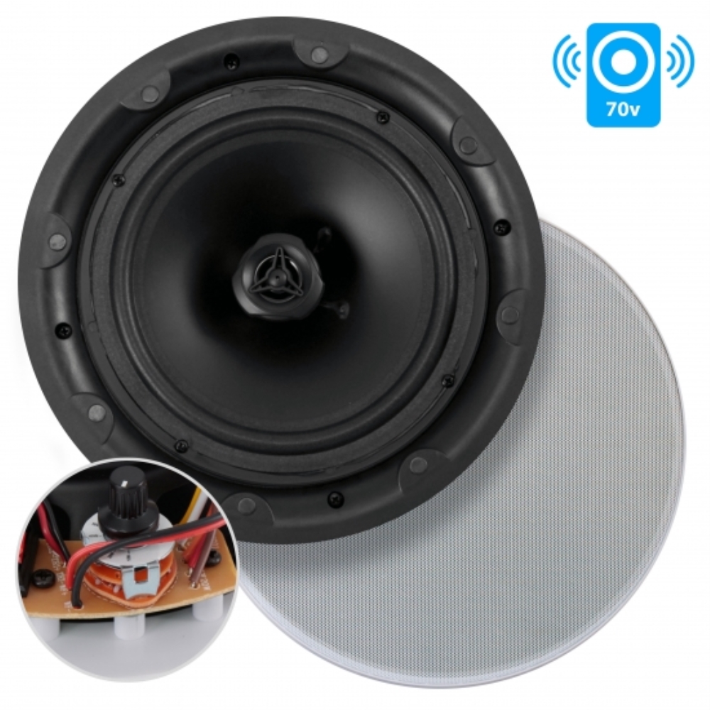 photo of PYLE, 6.5’’ In-Wall / In-Ceiling 70V Speaker - Flush Mount Low-Profile Speaker with 70 Volt Transformer, Magnetic Grill (500 Watt)