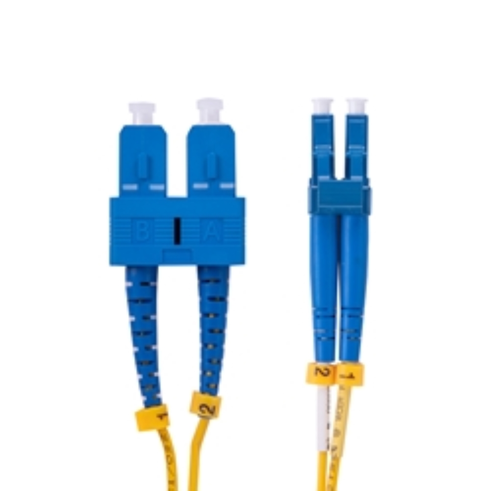 photo of 2 meter OS2 LC/UPC - SC/UPC Single Mode Duplex Fiber Optic Patch Cable 