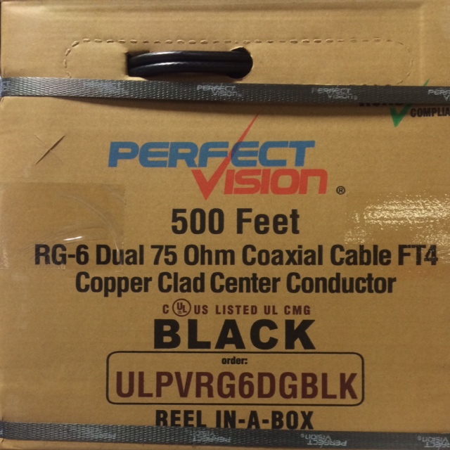 photo of Perfect Vision RG6 Coaxial Cable Black Dual, 500 FT