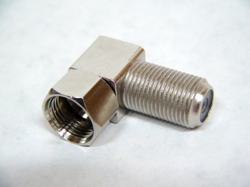 photo of Right Angle F Male to F female adapter, 3 GHz